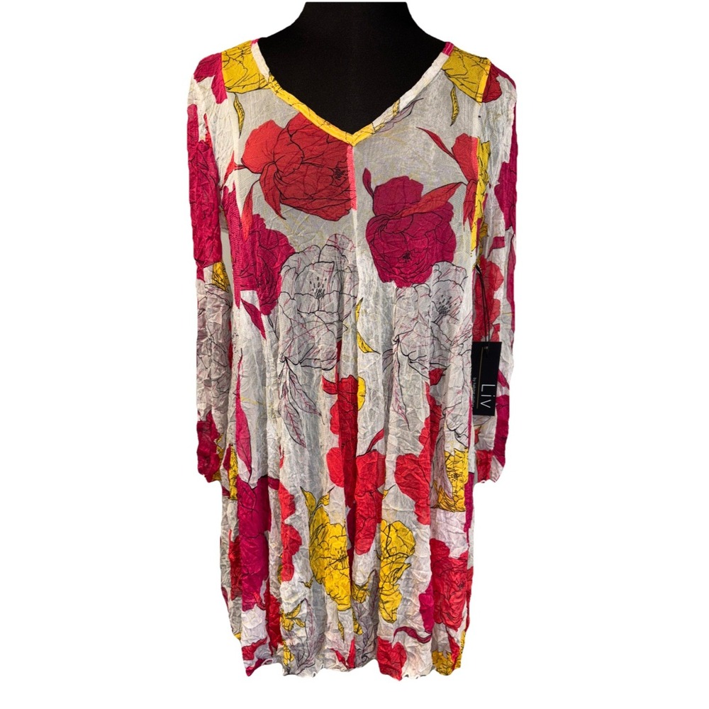 Floral Swing Top Dress Women Size S Pink Yellow Bloom Fairycore Travel‎ Party
